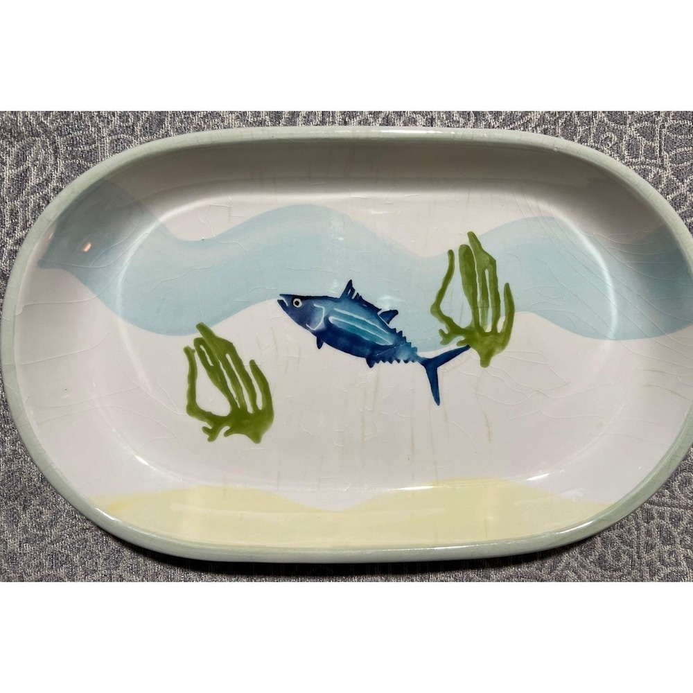 Italian Ceramic‎ Fish dish 13"x7" Hand Painted